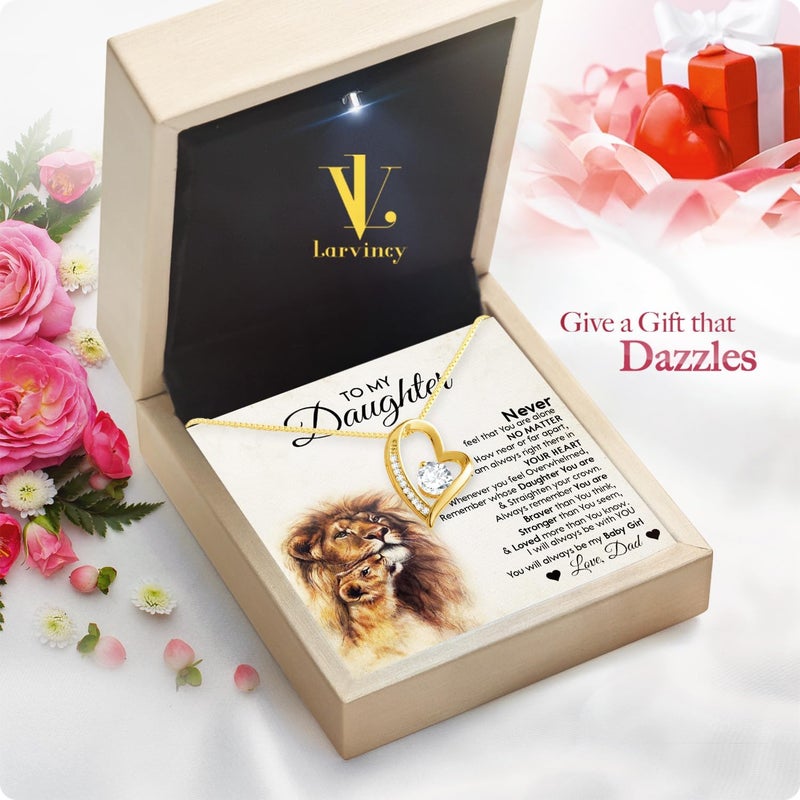 Larvincy To My Daughter Necklace From Dad With Heartfelt Message & Elegant Box, Gifts For Daughter From Father, Beautiful Jewelry Gift From Love Daddy On Graduation, Birthday, Wedding, Christmas - Image 2
